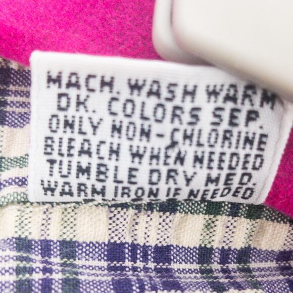 Perlis Seersucker Shirt Men's Medium Short Sleeve Button Down Blue Green Stripes - Picture 9 of 13